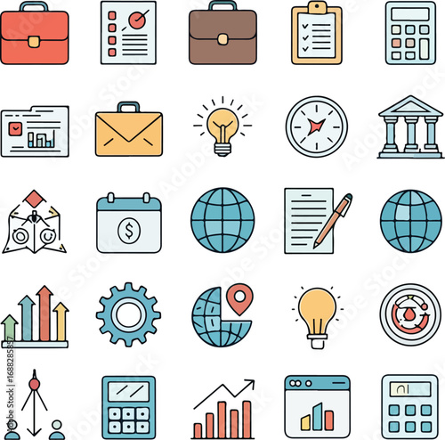 A modern set of vector icons for business, finance, and internet communication