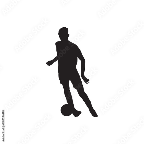 Soccer dribble silhouette. Solo player dribbling the ball, stylish vector for marketing and web.
