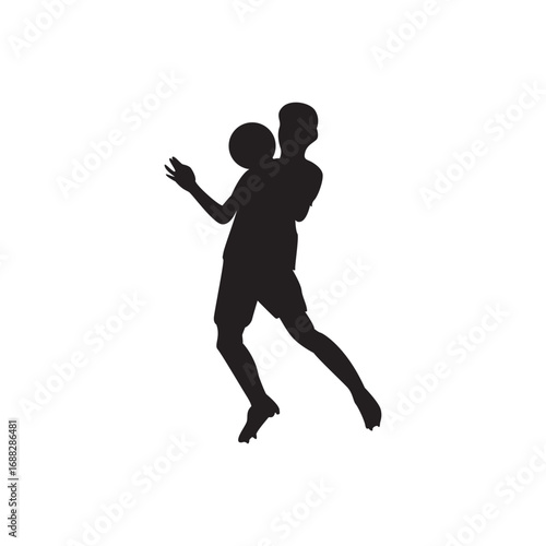 Player header silhouette. Competitive header moment, editable vector of two players in action.
