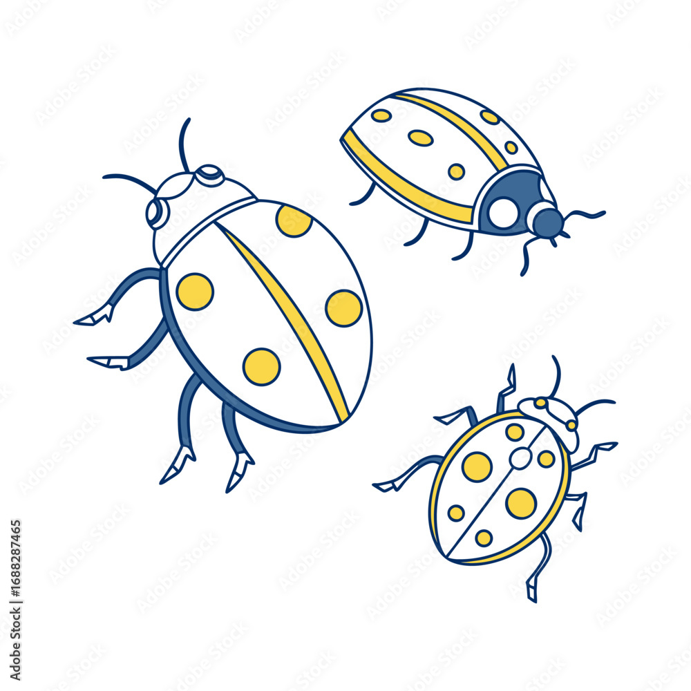 Obraz premium Adorable trio of ladybugs embodying summer s playful charm and gentle nature depicted with clean
