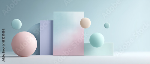 A minimalist and modern banner with abstract geometric shapes and a soft, subtle color palette