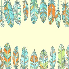 Colorful feather border design