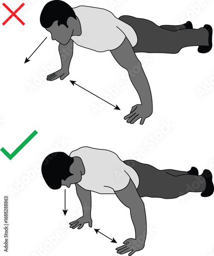 Pushup form comparison Correct vs Incorrect technique demonstration
