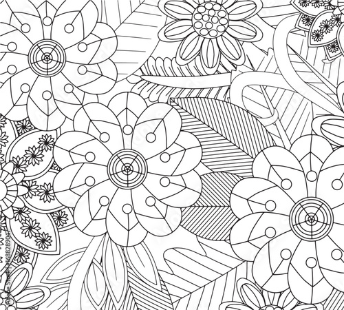 Decorative floral element coloring pages for adults 
