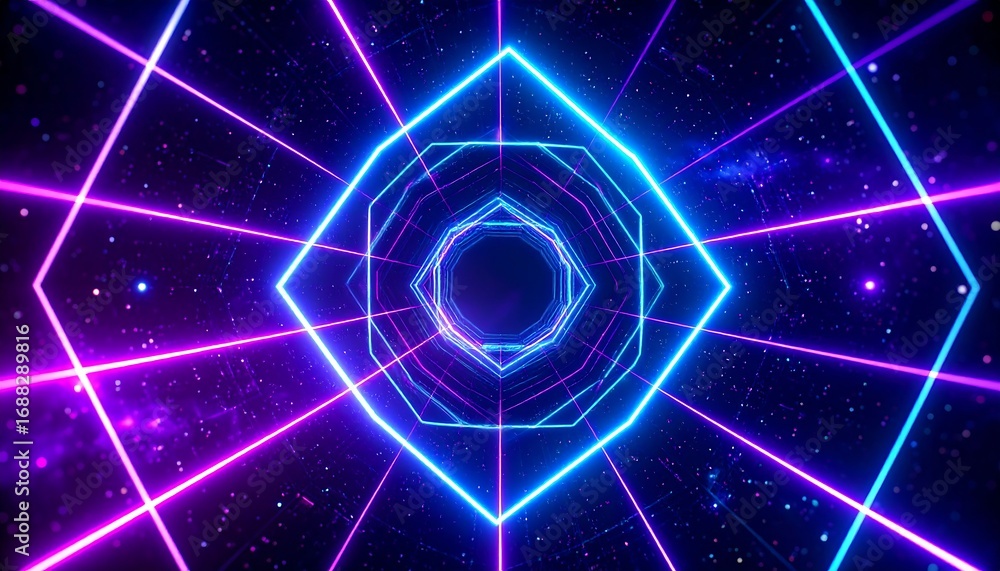 Obraz premium Neon tunnel through space