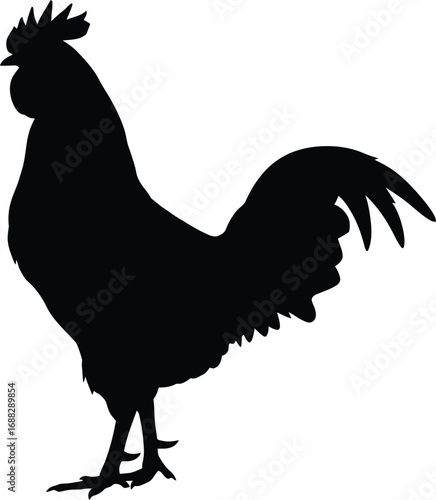 Rooster silhouette farm animal bird icon vector