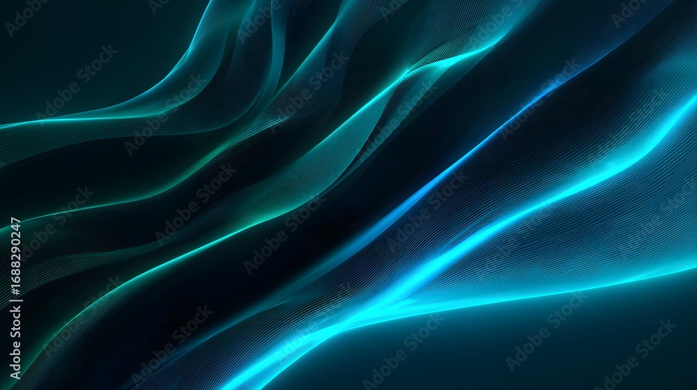 Obraz premium Abstract Flowing Digital Particle Wave with Light Effect Background Design