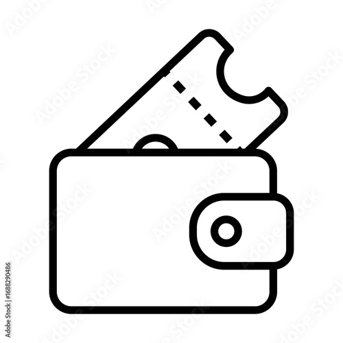 Illustration of a wallet with a ticket sticking out, symbolizing payment and access to events or travel
