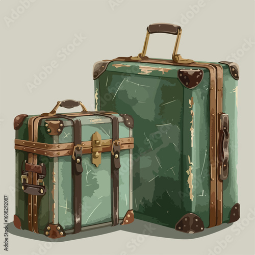 suitcase, bag, travel, leather, luggage, briefcase, case, box, handle, vintage, retro, old, object, business, brown, icon, baggage, journey, antique, isolated, vector, lock, portfolio, trip, black