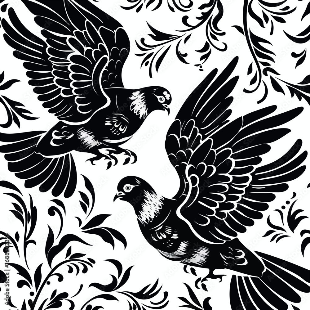 Fototapeta premium bird, animal, nature, silhouette, white, vector, pigeon, illustration, isolated, quail, wildlife, beak, black, feather, drawing, wing, birds, dove, wild, chicken, pheasant, branch, crow, art, sketch