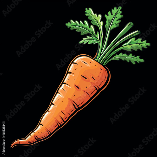 carrot, vegetable, food, illustration, vector, healthy, cartoon, orange, vegetarian, fresh, nature, health, leaf, green, organic, diet, root, plant, natural, agriculture, art, design, nutrition, icon,