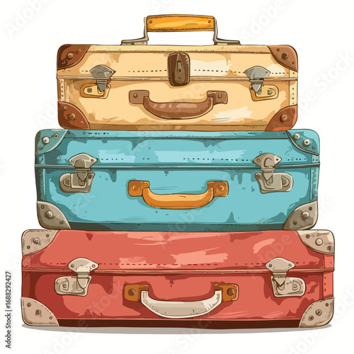 suitcase, bag, briefcase, case, luggage, travel, leather, business, handle, box, object, vintage, baggage, red, brown, lock, old, retro, vector, icon, metal, isolated, antique, handbag, vacation