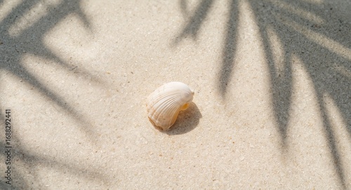 Seashell Still Life With Shadow Play. A Study in Light and Texture, Abstract Form.