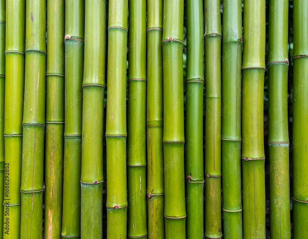 Obraz premium Close-up view of many vibrant green bamboo stalks