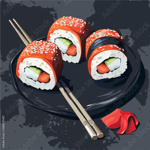 illustration, fish, traditional, food, menu, cuisine, asian, seafood, vector, sushi, restaurant, fresh, salmon, set, japanese, japan, healthy, delicious, gourmet, nigiri, rice, isolated, tuna, ingredi