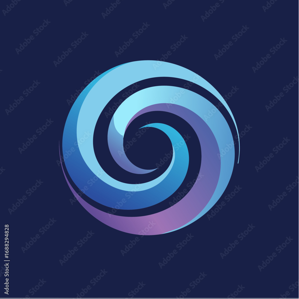 Fototapeta premium A modern abstract circular logo with swirling blue and purple gradients creating a vortex effect.