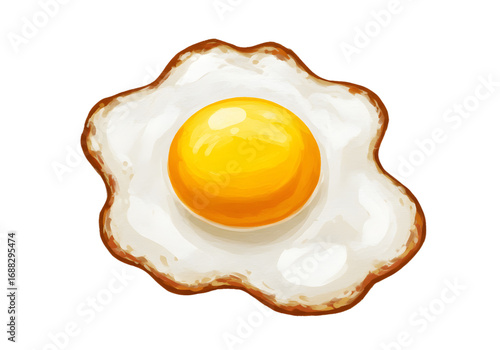 Artistic Fried Egg Illustration with Golden Yolk and Crispy White png clear alpha channel cutout isolated on transparent background
