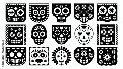 Decorative Day of the Dead banners with sugar skull designs vector art