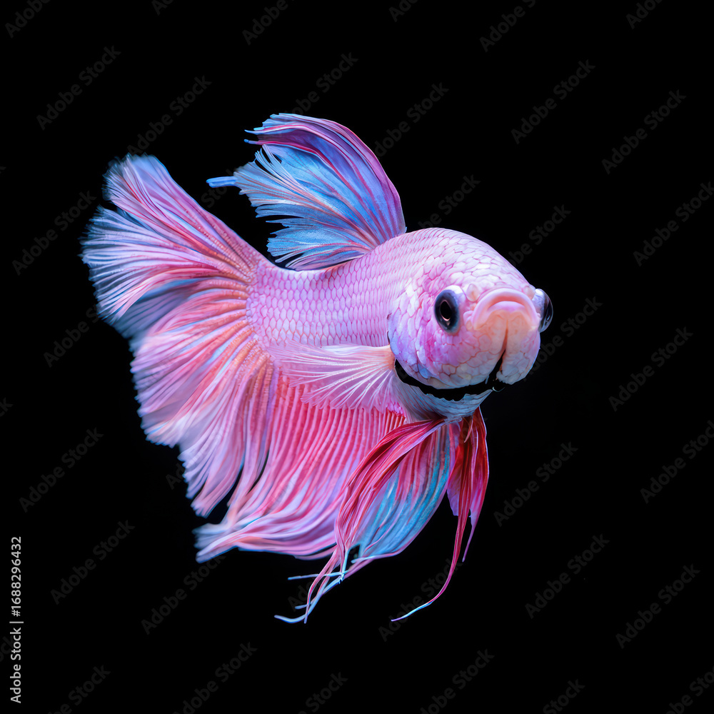 Fototapeta premium Colorful betta fish swimming gracefully in serene environment, showcasing vibrant hues