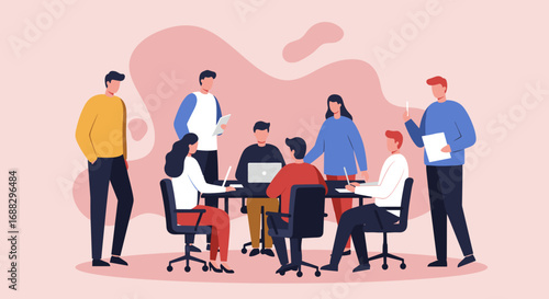 Diverse team collaborates in a modern office meeting, discussing ideas and strategizing for business growth and innovation.