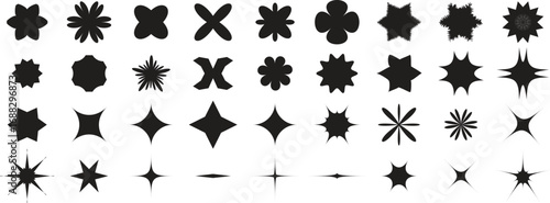 Abstract Starburst and Floral Shape Vector Set | Sparkle, Twinkle, Geometric Silhouette Icons