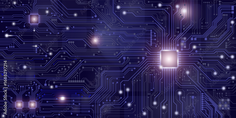 Obraz premium Circuit board. Technology background. Central Computer Processors CPU concept. Motherboard digital chip. vector eps10