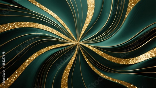 Wallpaper Mural Soft flowing gold and green wave pattern Torontodigital.ca