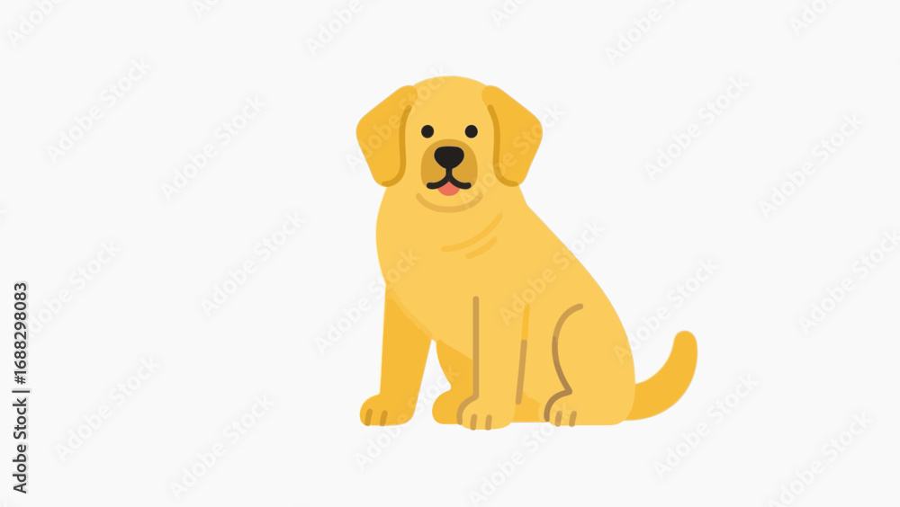 Obraz premium Adorable golden labrador retriever sitting attentively in a cartoon style