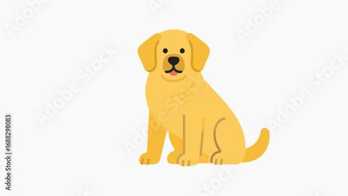 Adorable golden labrador retriever sitting attentively in a cartoon style