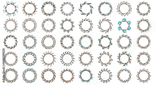 Charming watercolor wreaths add natural beauty and seasonal flair to your designs, perfect for holidays and crafts.
