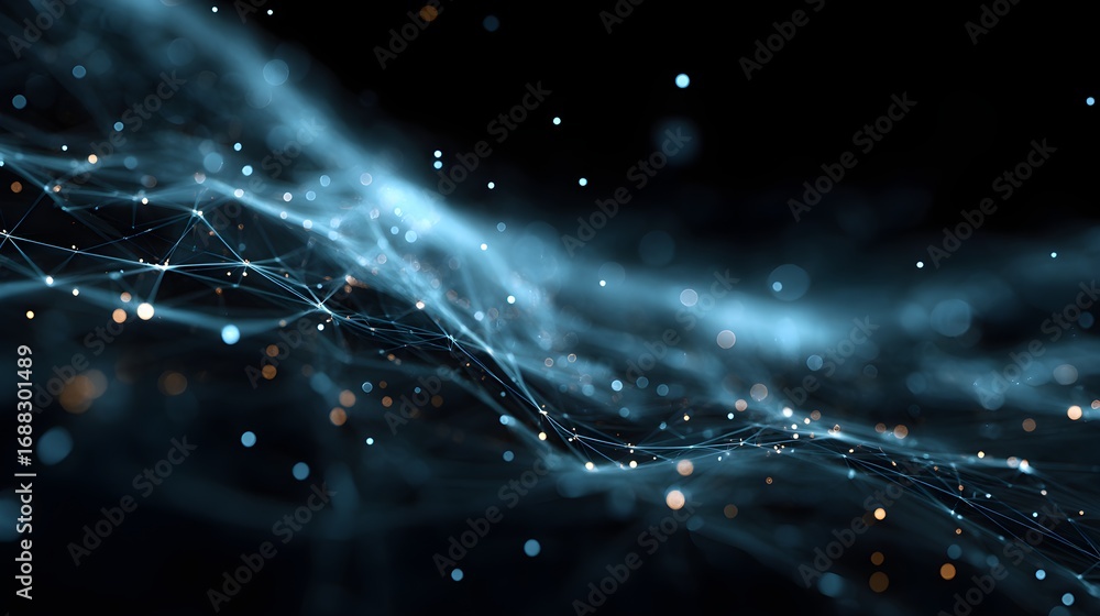 Fototapeta premium Abstract Futuristic Network Structure with Connected Dots and Lines Illustration