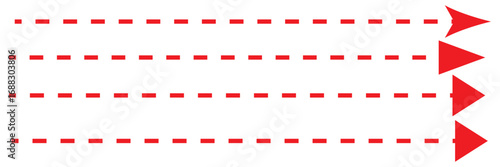 Straight dashed arrow icon set