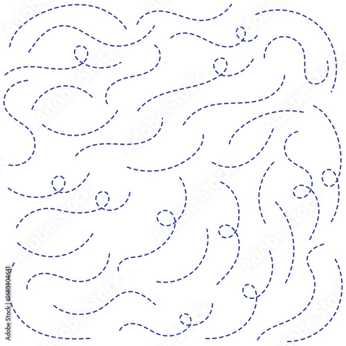 Hand drawn curve dotted line. Curly dotted line. Long dashed hand drawn squiggle. Dotted spiral curve line isolated on white background. eps 10