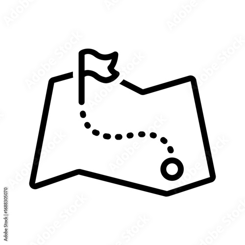 Vector black line icon for Flag marker