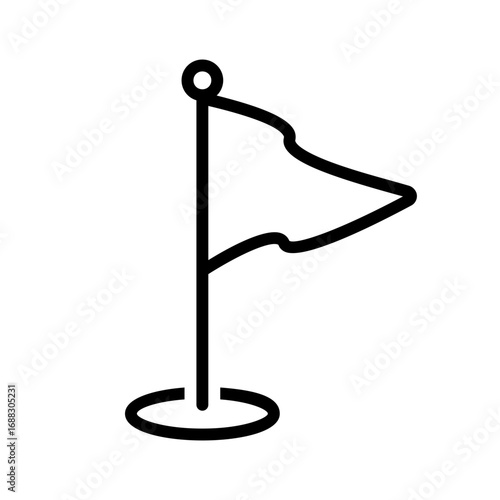 Vector black line icon for Destination flag