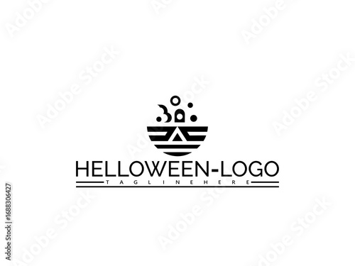Wallpaper Mural Happy halloween logo. Black Halloween cauldron logo with bubbling liquid and text HELOWEN- LOGOTAGLINEHERE Torontodigital.ca