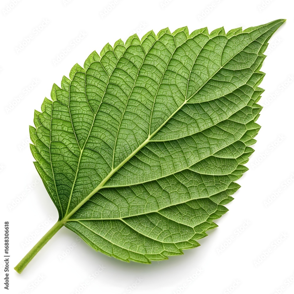 Obraz premium Miro Leaf with Distinct Needle-Like Green Form and Rare New Zealand Native Elegance Highlighted Against Bright White Background for Fresh Natural Botanical Still Life Showcase