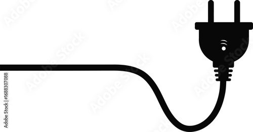 European power plug connector with cord isolated on vector