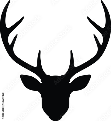 Elegant stag head silhouette majestic antlers wildlife nature icon vector vector