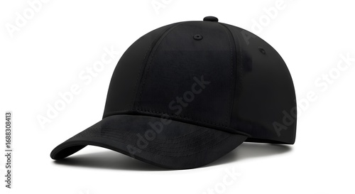 Stylish Black Baseball Cap with Suede Brim Isolated on White Background for Casual Fashion