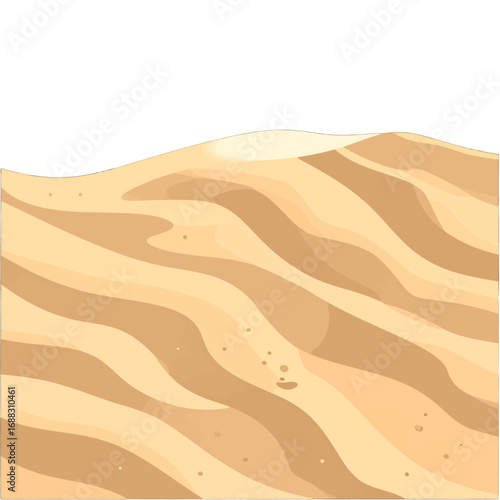 Stylized Sand Dunes with Wavy Patterns on White Background in 2D Illustration