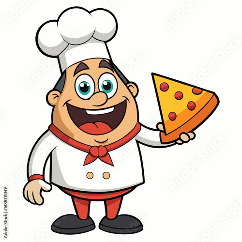 cartoon chef with a pizza 3D
