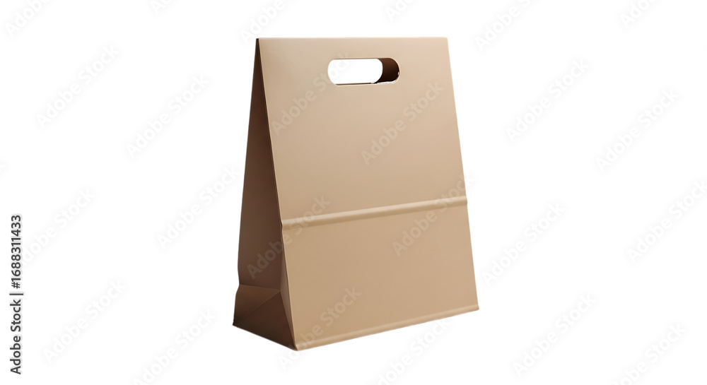 Obraz premium Paper lunch bag with handle isolated on a transparent background