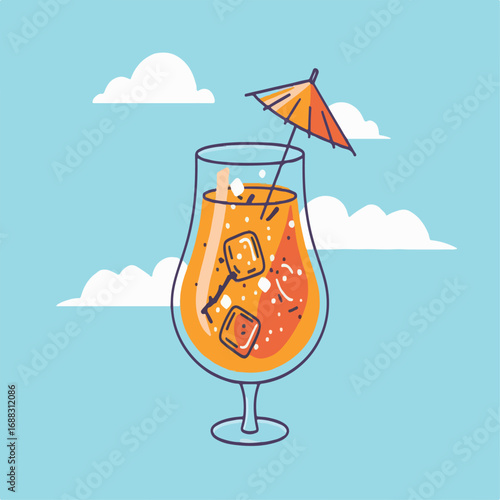 illustration, drink, cocktail, glass, alcohol, vector, design, party, beverage, bar, cold, summer, sketch, citrus, lime, lemon, ice, isolated, tropical, restaurant, graphic, white, fresh, vintage, 