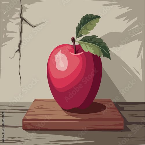 apple, fruit, food, leaf, vector, illustration, healthy, fresh, ripe, icon, red, diet, nature, green, sweet, natural, delicious, health, symbol, design, art, juicy, organic, vegetarian, fruits