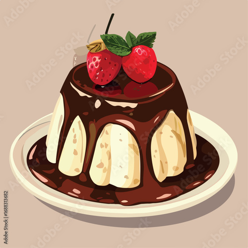 sweet, dessert, food, berry, panna cotta, menu, delicious, illustration, pastry, pudding, vector, design, isolated, milk, italian, restaurant, jelly, party, celebration, cream, decoration, cake, choco