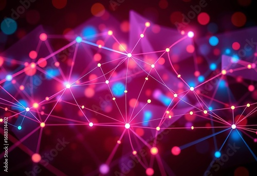 Abstract network nodes and lines forming a data processing structure,  futuristic,  technology