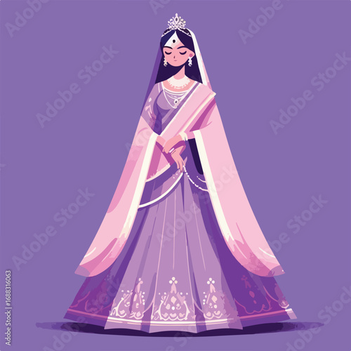 vector illustration of beautiful Indian princess