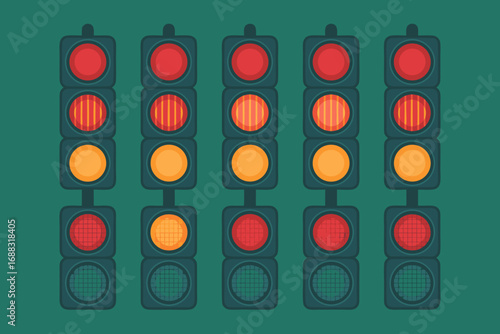 F1 Racing Car Lights - Vector Graphic Illustration of a Starting Grid Sequence
