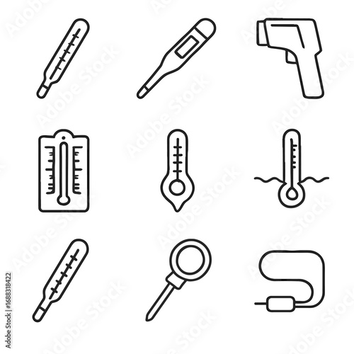 Icon mercury water infrared soil probe digital instrument icons vector temperature thermometer